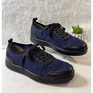 Alegria Men's Stretcher Electric Blue Lace Up Sneakers Low Top Leather Fabric 42